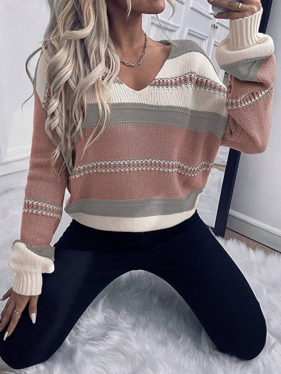 SWETER V-NECK DŁUGI RĘKAW
