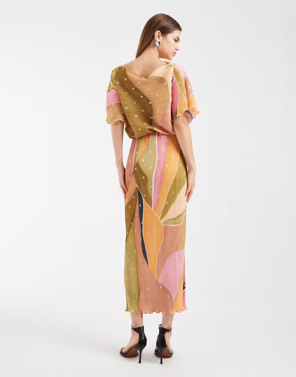 plisowana sukienka abstract print asymetria