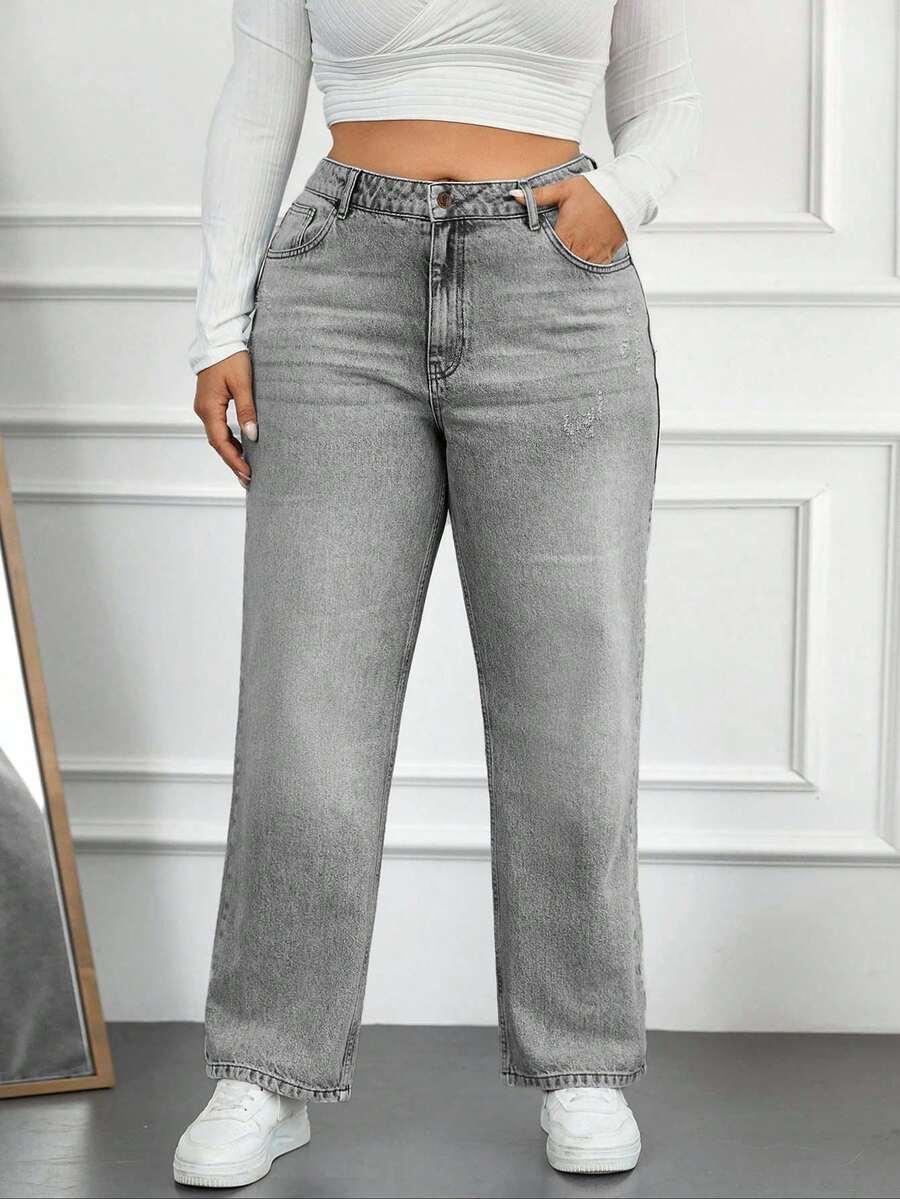 SZARE SPODNIE JEANS 