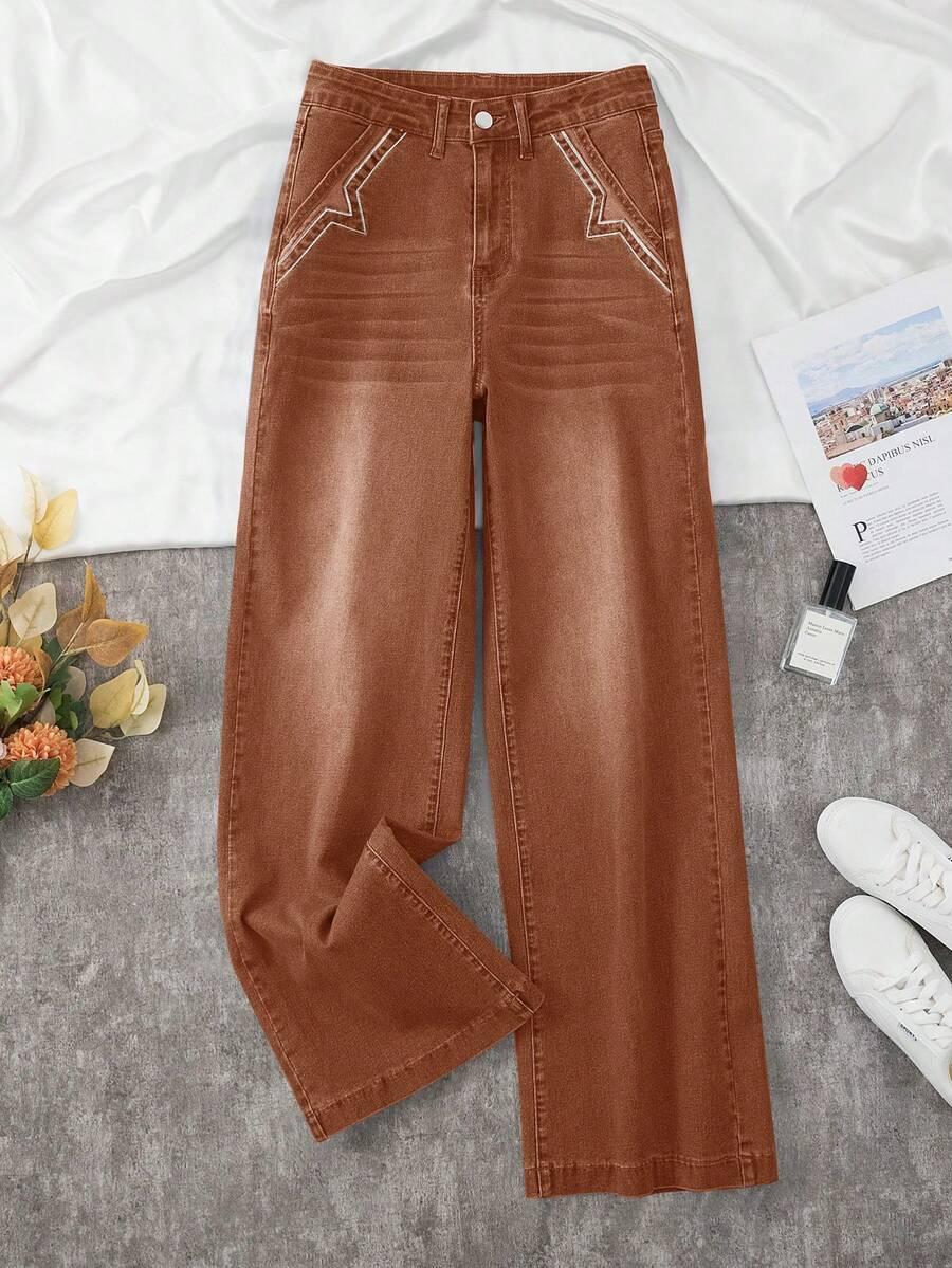 brązowe spodnie jeans