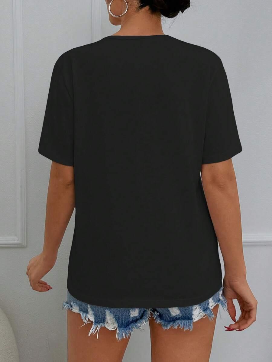 CZARNY T-SHIRT PRINT