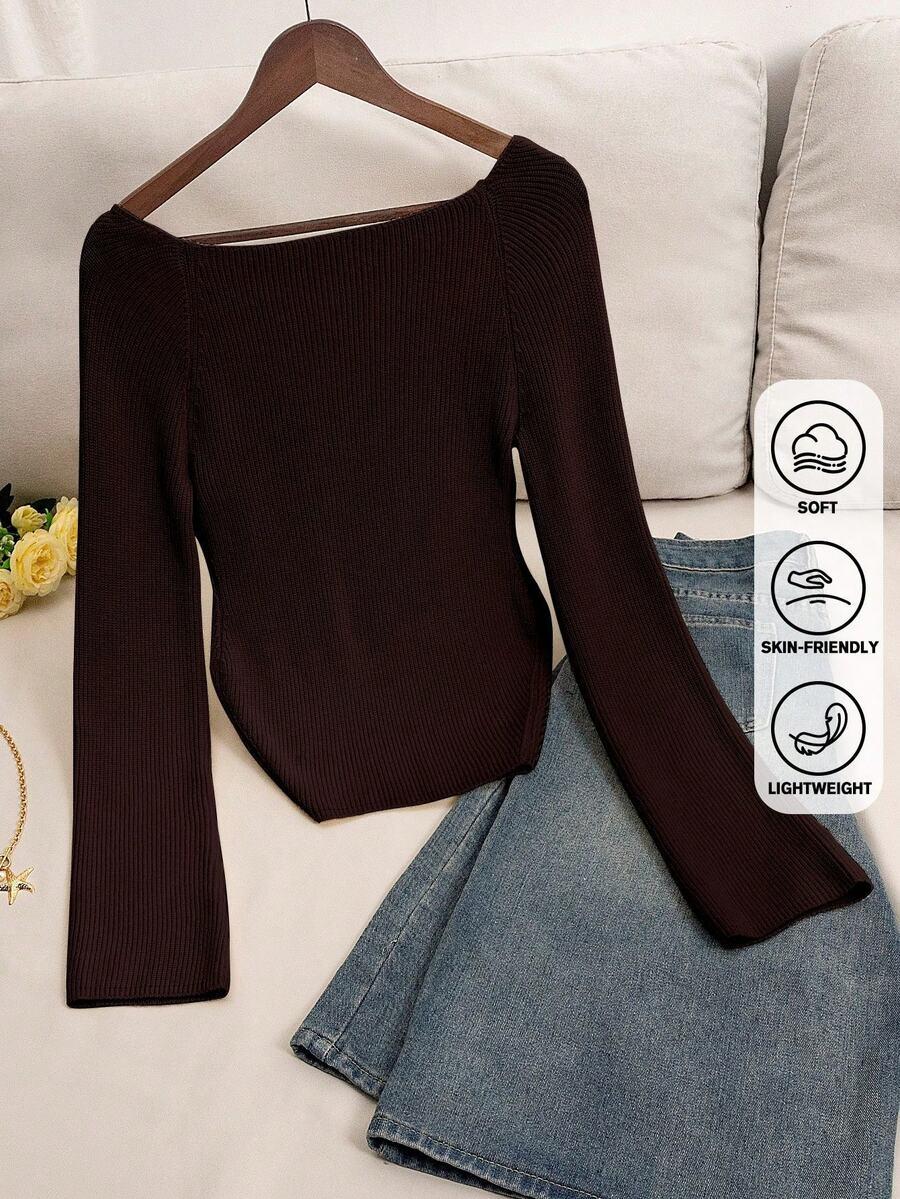 BRĄZOWY SWETER PRĄŻKI