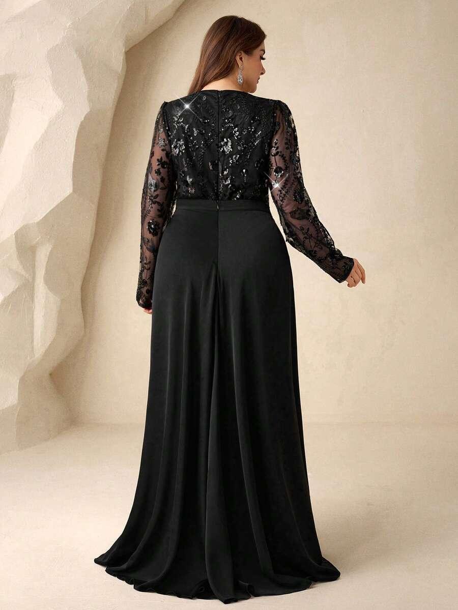 CZARNA MAXI SUKIENKA CEKINY