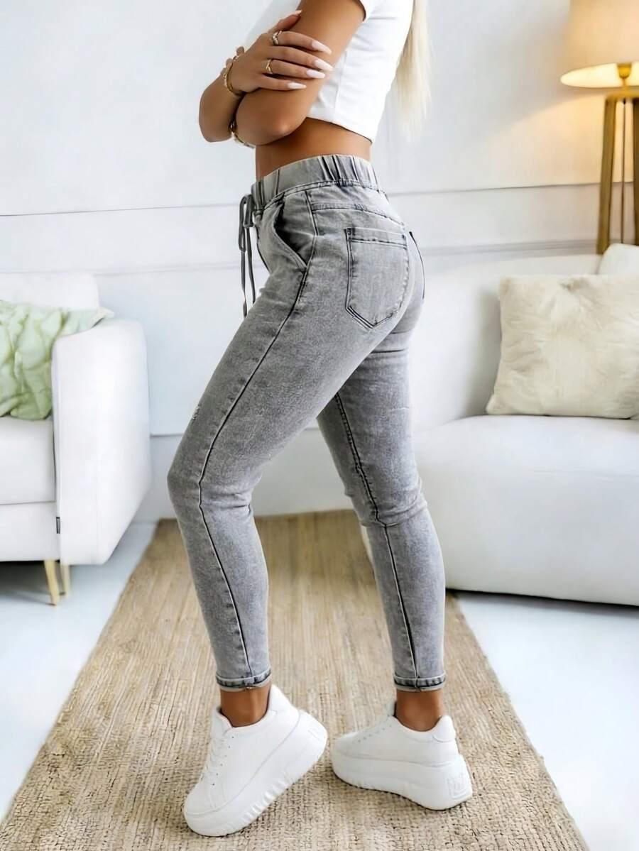 SZARE SPODNIE JEANS