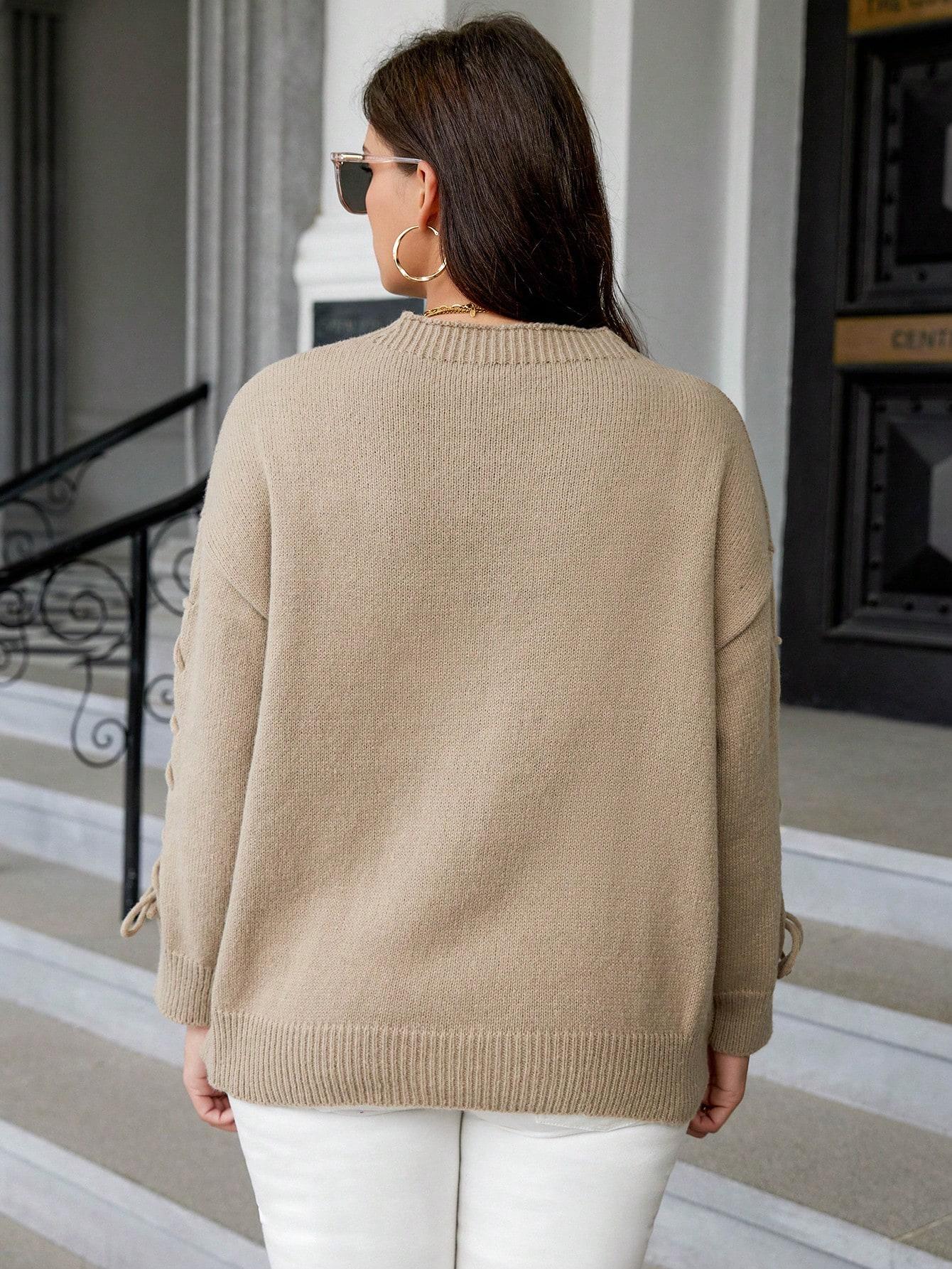 beżowy sweter casual