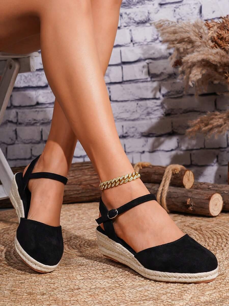 CZARNE ESPADRYLE KOTURN