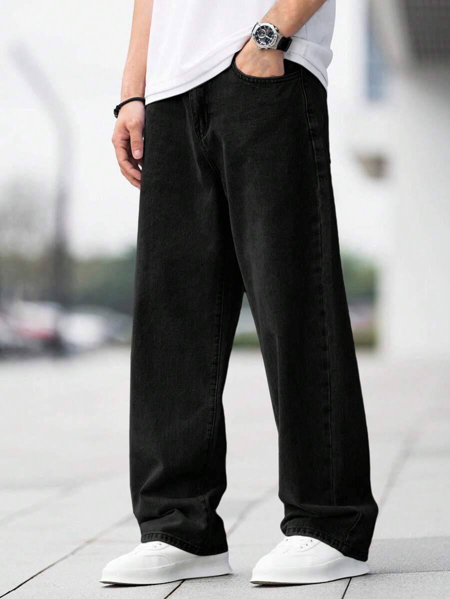 czarne spodnie jeans prosta nogawka 