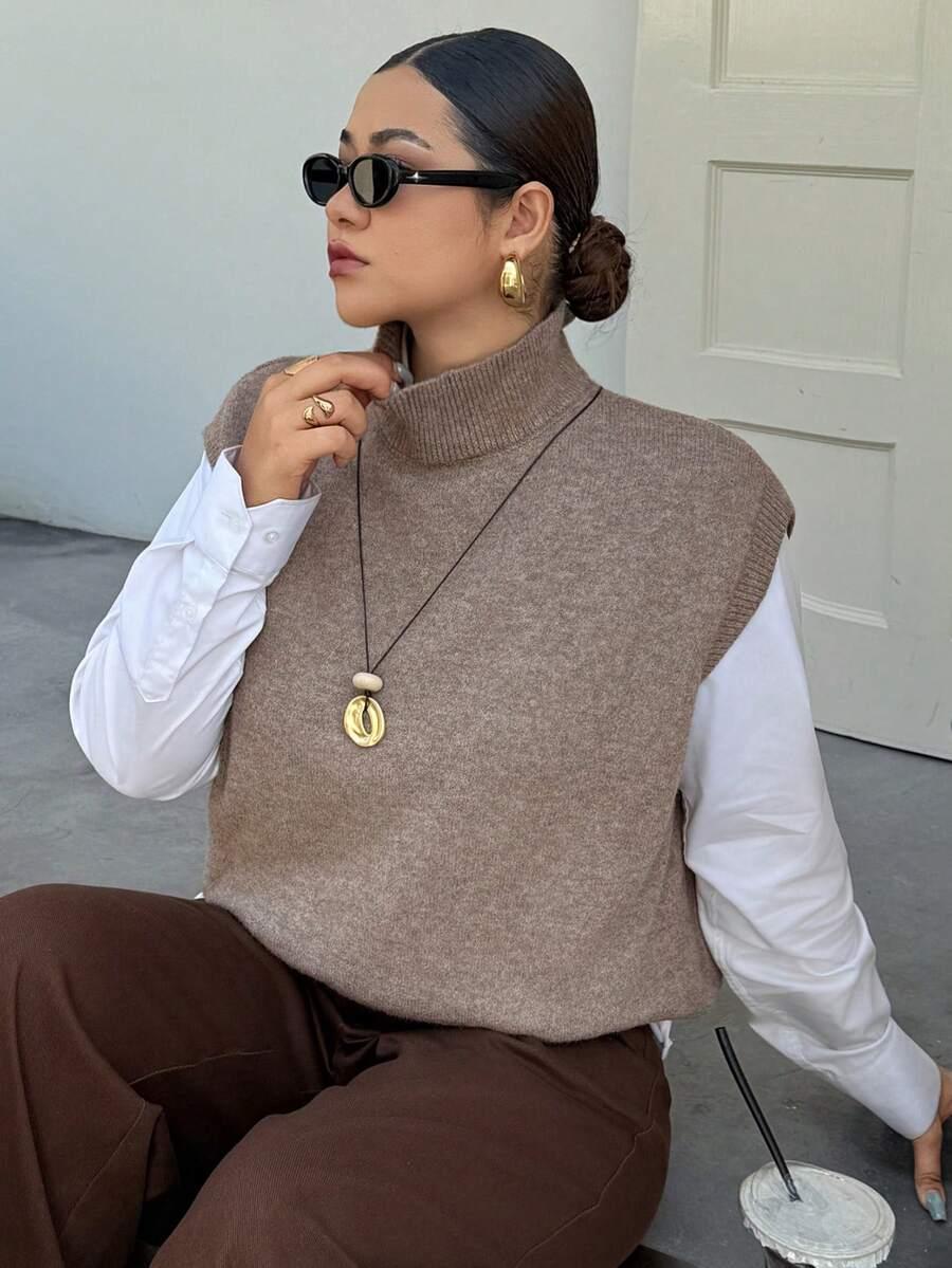 sweter bez rękawów