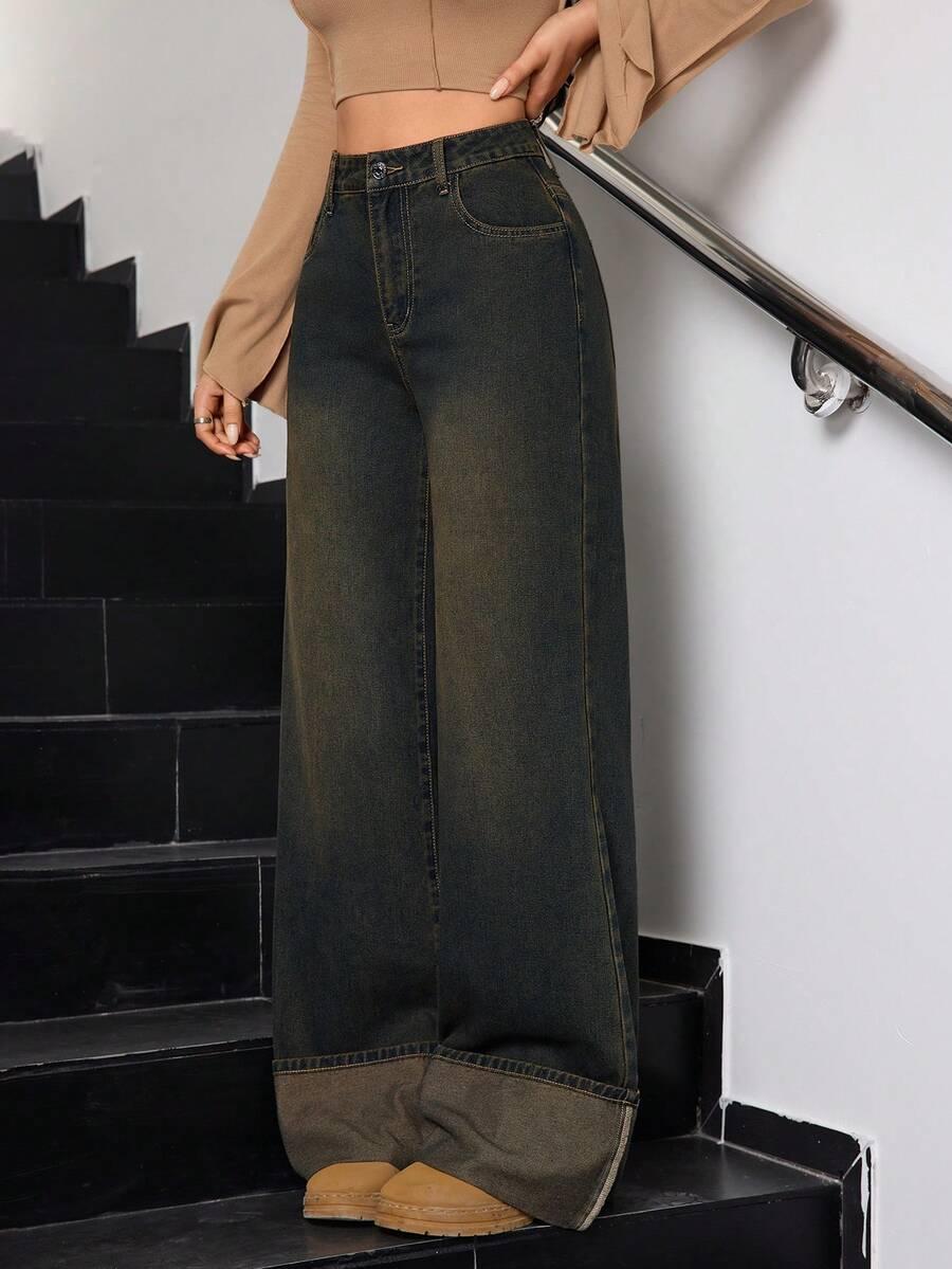 spodnie jeans wysoki stan