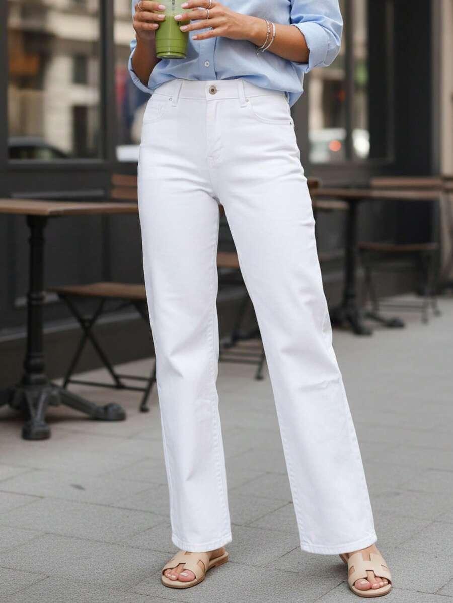 BIAŁE SPODNIE JEANS