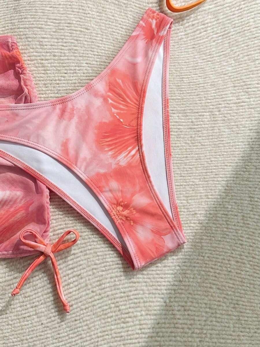 trzyczęściowy komplet bikini pareo