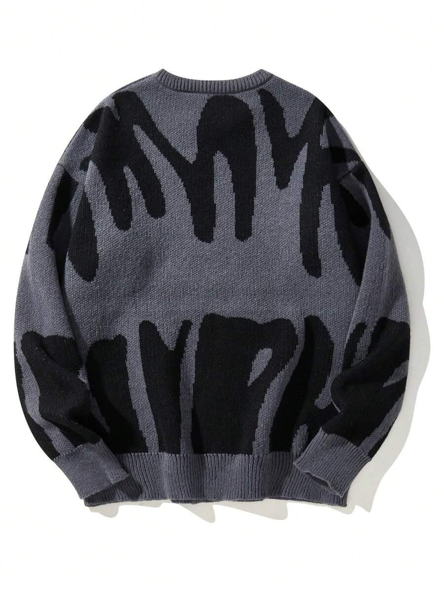 sweter okrągły dekolt wzór