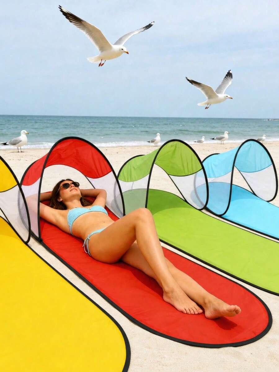 czerwony namiot plażowy