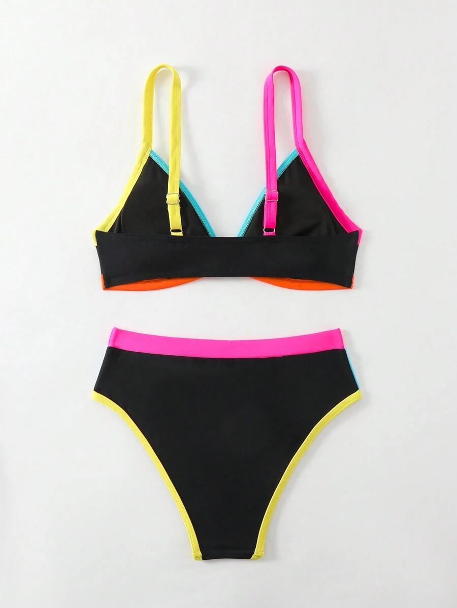 dwuczęściowy kostium kąpielowy bikini kontrast