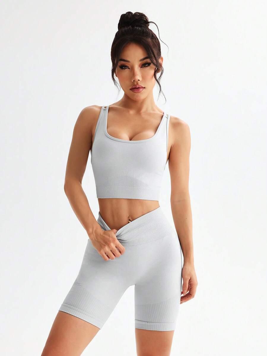 sportowy crop top biustonosz CROSS-BACK
