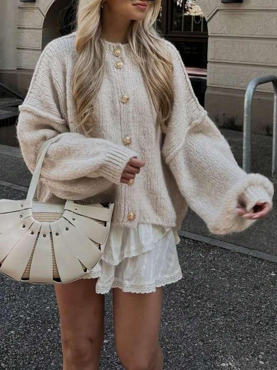 beżowy OVERSIZE sweter