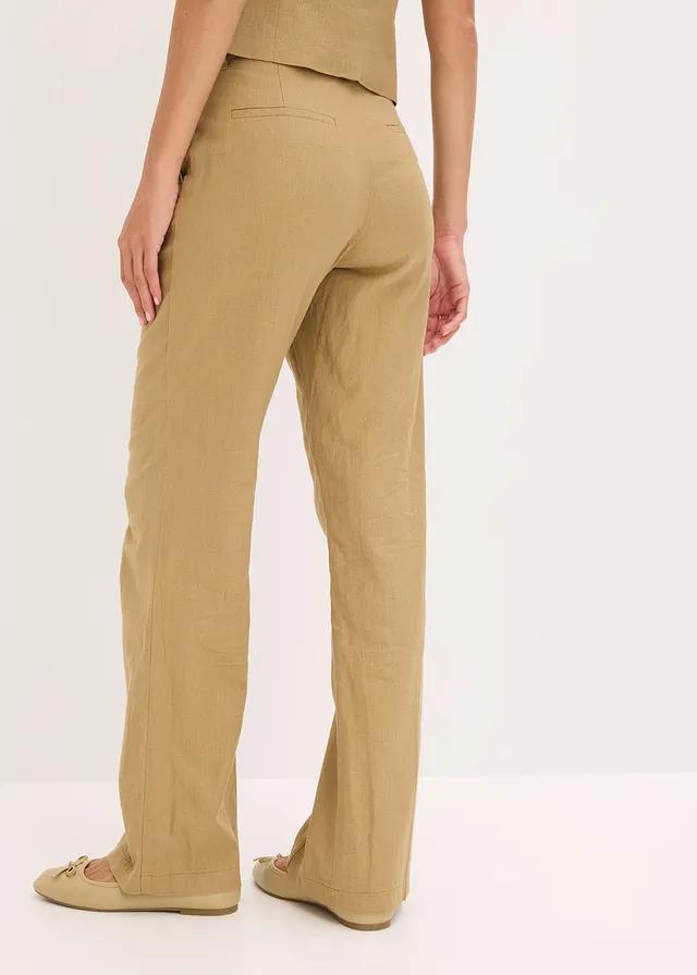 SPODNIE DAMSKIE CASUAL LNIANE PROSTE