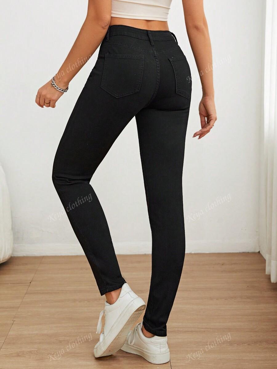 CZARNE SPODNIE RURKI JEANS