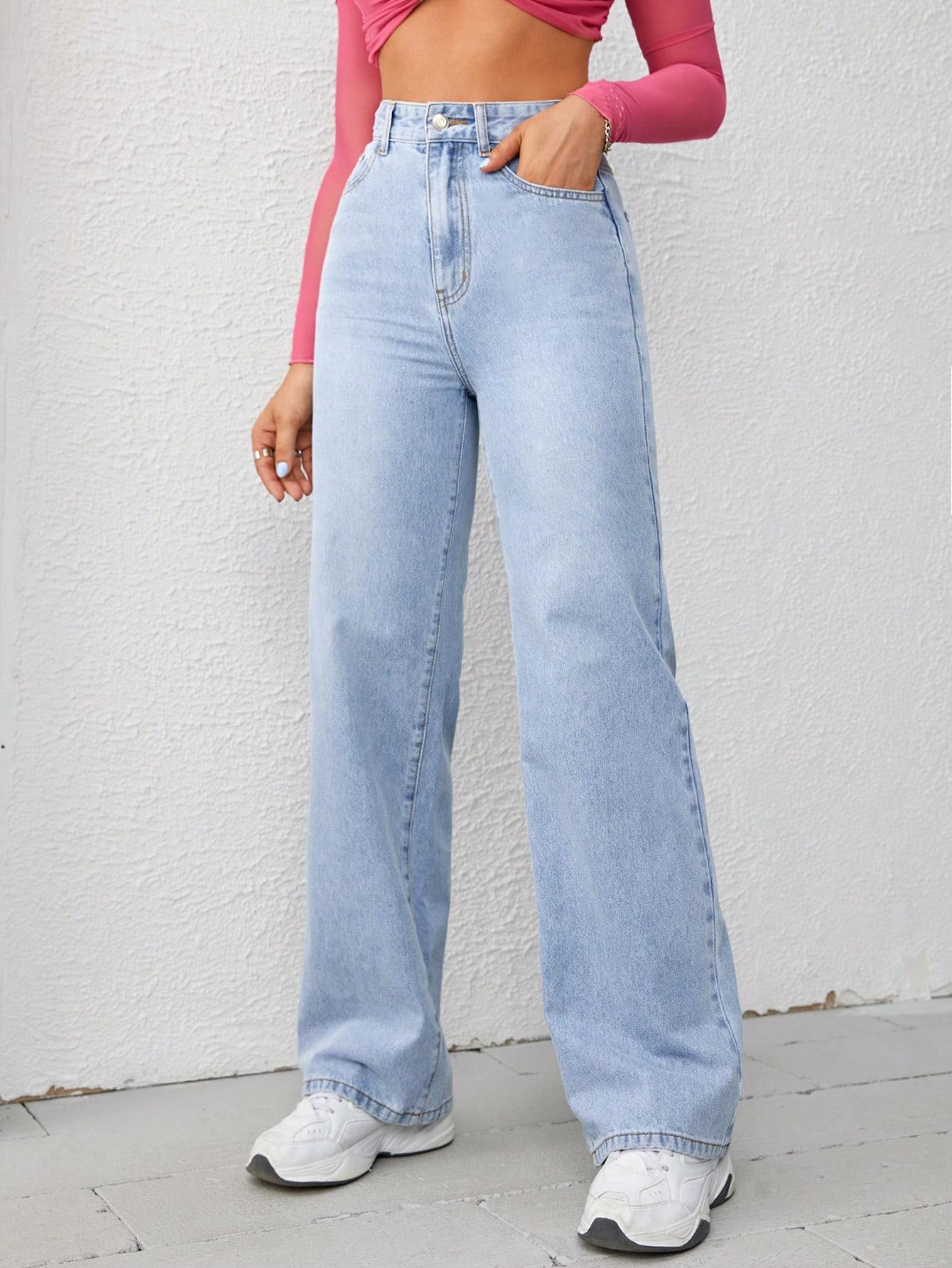 NIEBIESKIE PROSTE SPODNIE JEANS