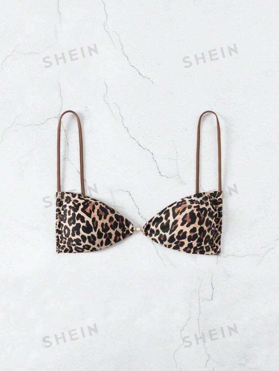 góra od bikini animal print wiązanie