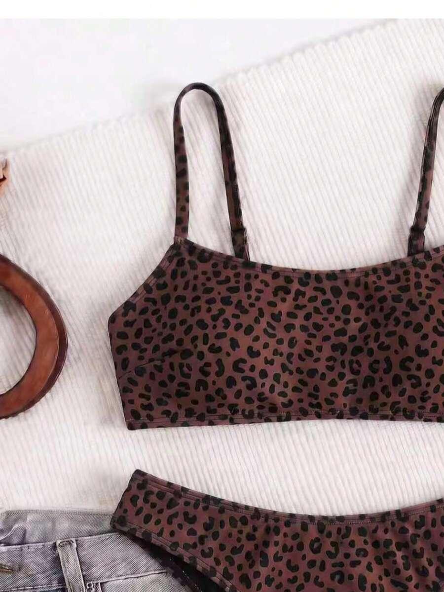 dwuczęściowy strój kąpielowy animal print