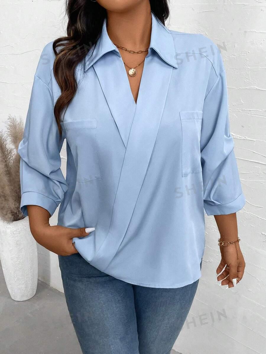 NIEBIESKA BLUZKA V-NECK