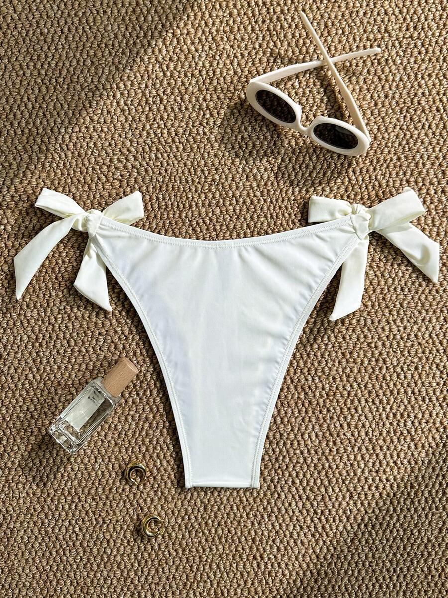 BIAŁY DÓŁ OD BIKINI WIĄZANIE