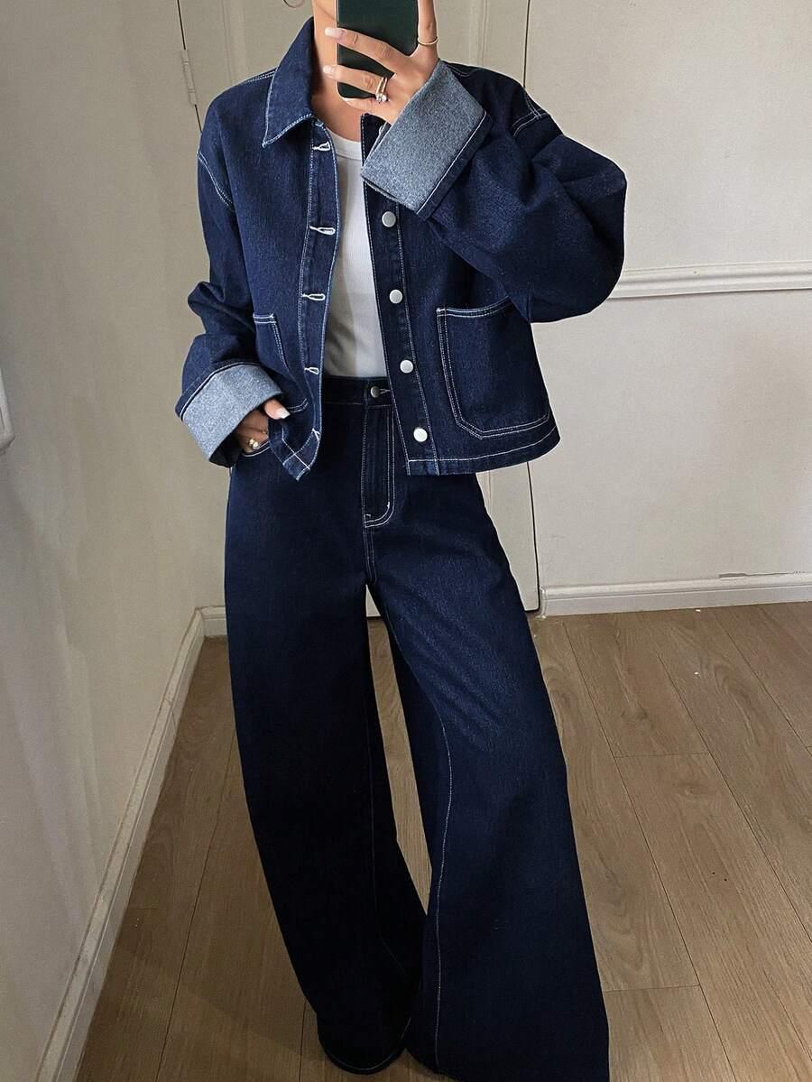 komplet spodnie kurtka jeans