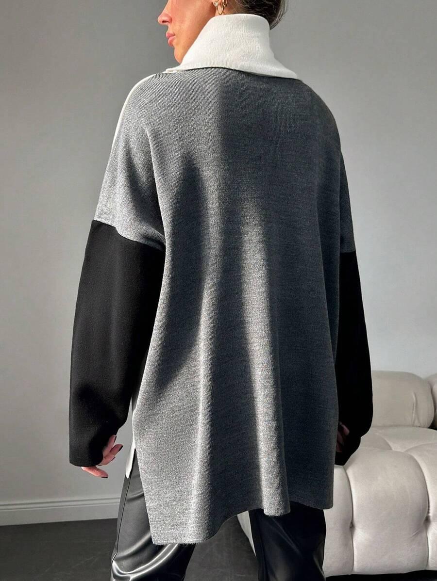 SWETER ŁĄCZENIE KONTRAST 