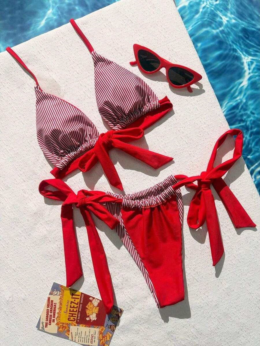 KOMPLET BIKINI W PASKI WIĄZANY