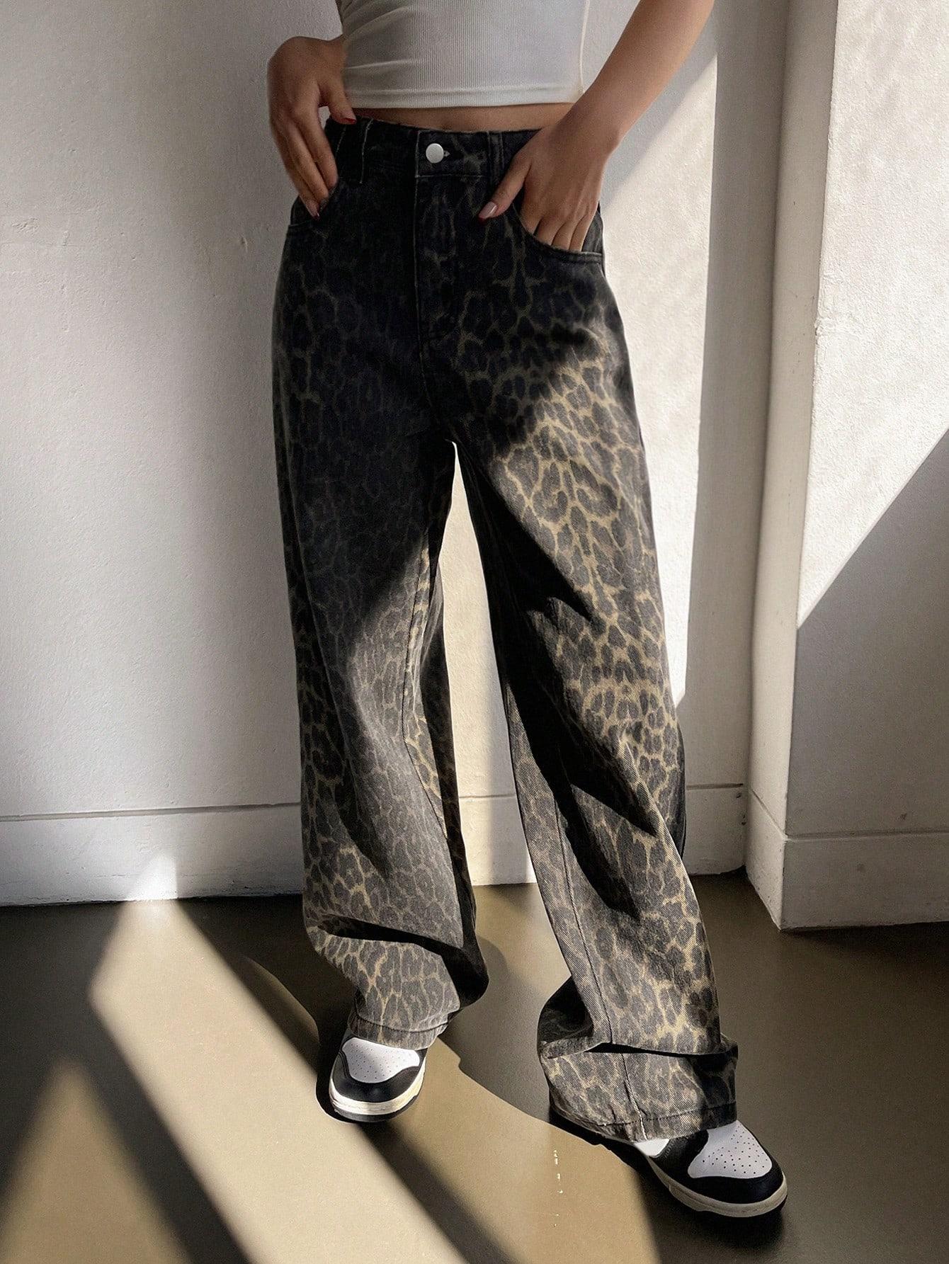 SPODNIE JEANSOWE ANIMAL PRINT
