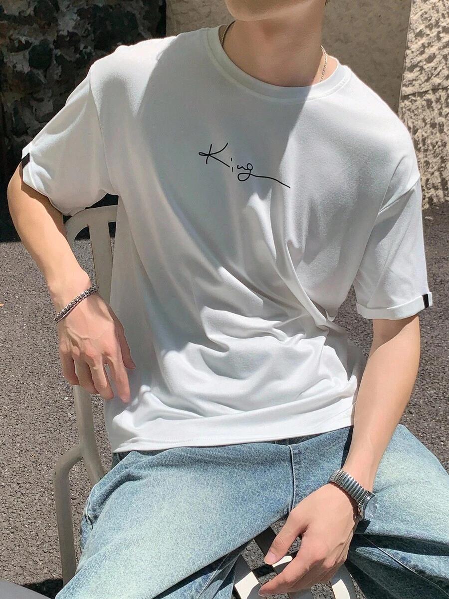 biały t-shirt napis