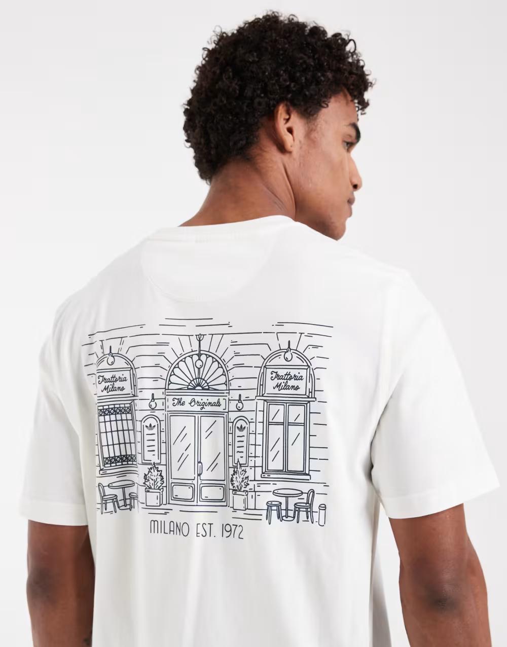 biały t-shirt nadruk logo
