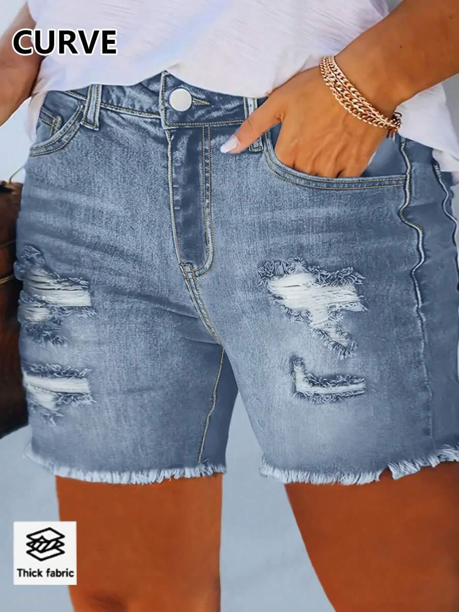 KRÓTKIE SPODENKI RIPPED JEANS