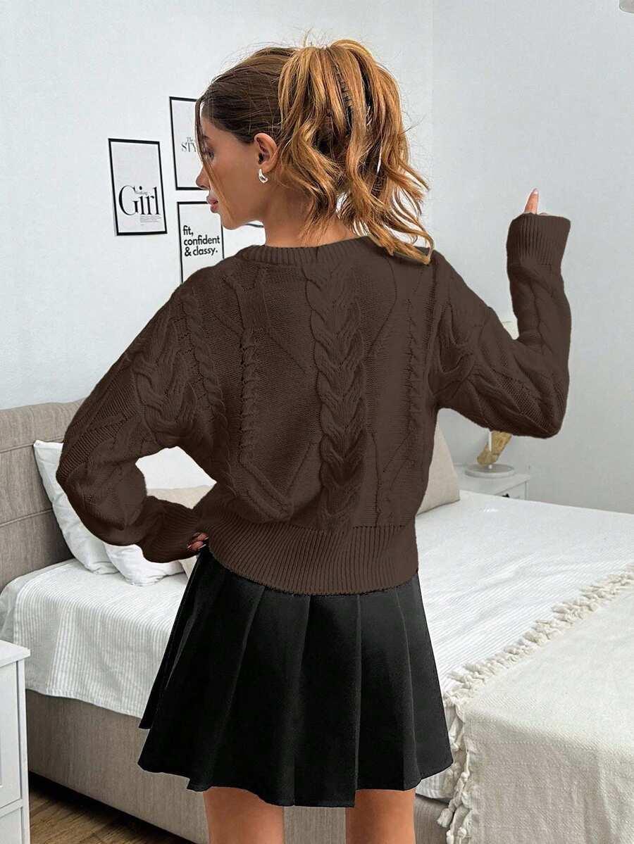 brązowy sweter kokardy