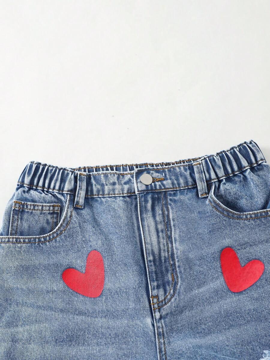 spodnie jeans szorty wzór serca
