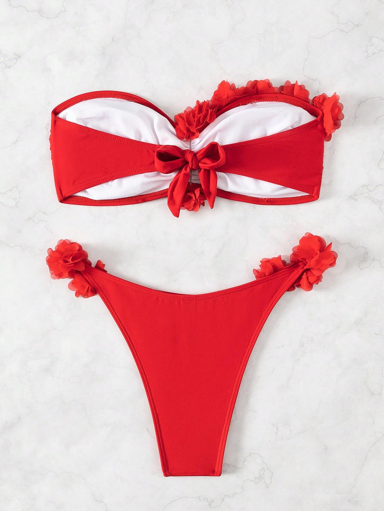 czerwony dół od bikini