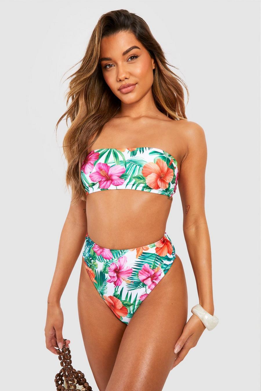 dół od bikini tropical print