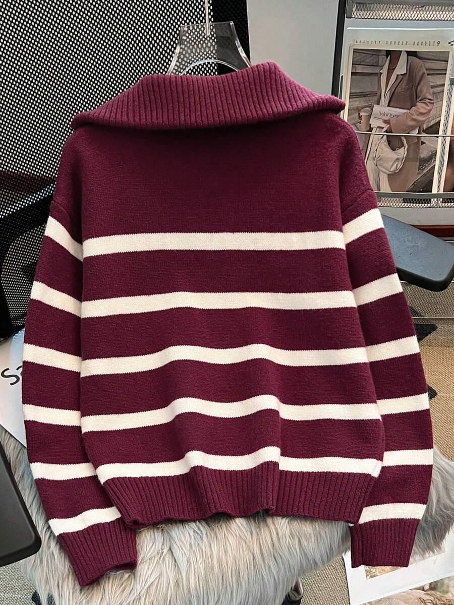 CZERWONY SWETER PASKI ZAMEK