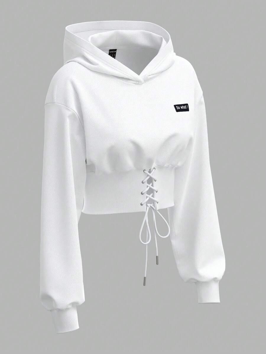 BIAŁA KRÓTKA BLUZA WIĄZANIE 
