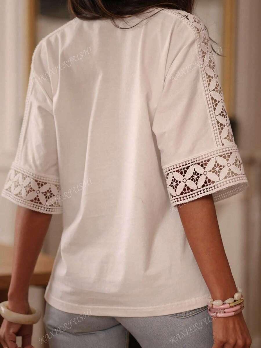 BIAŁY T-SHIRT KORONKA