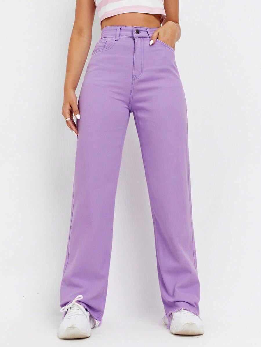 fioletowe spodnie jeans