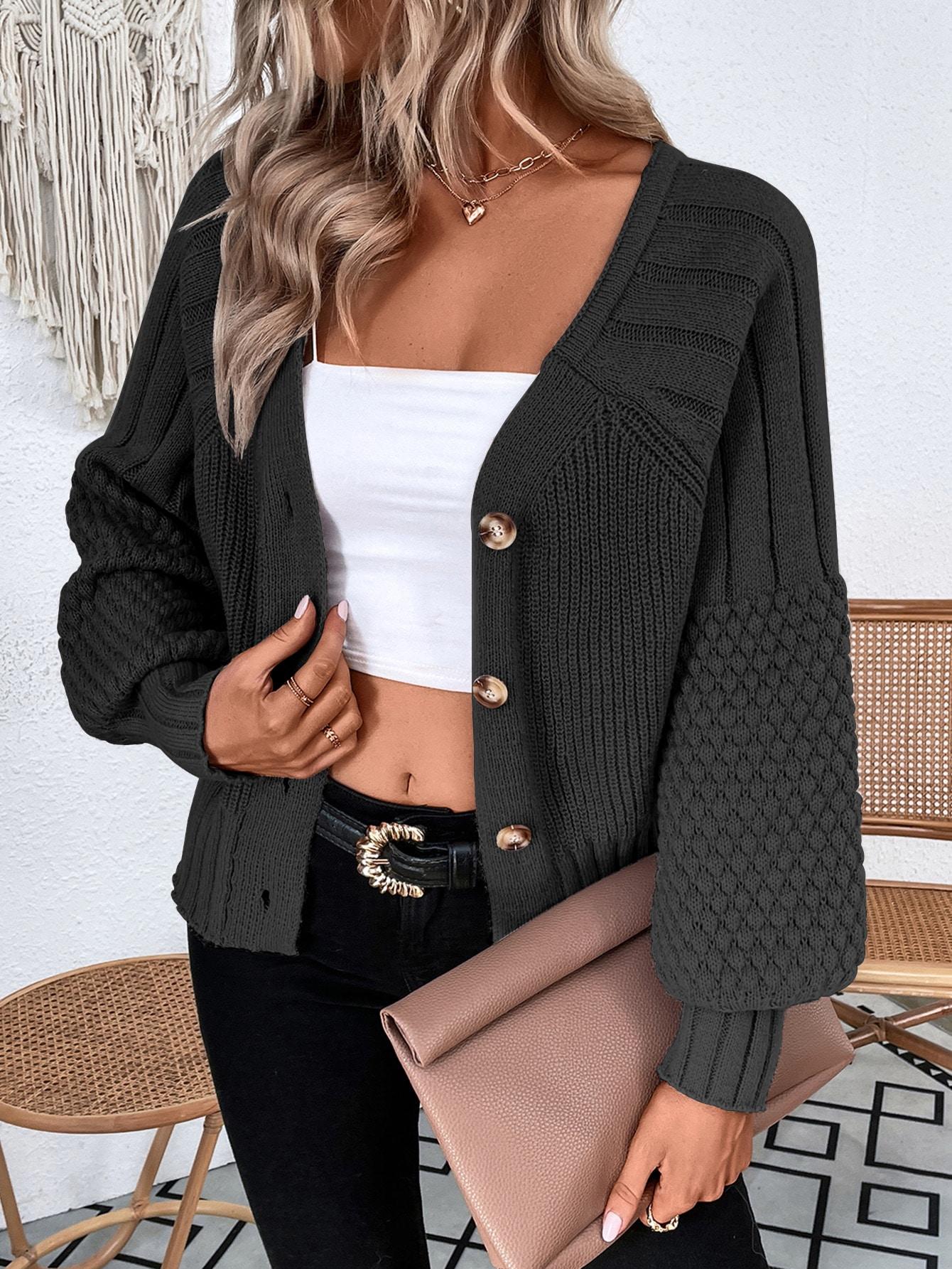 CZARNY ROZPINANY SWETER 