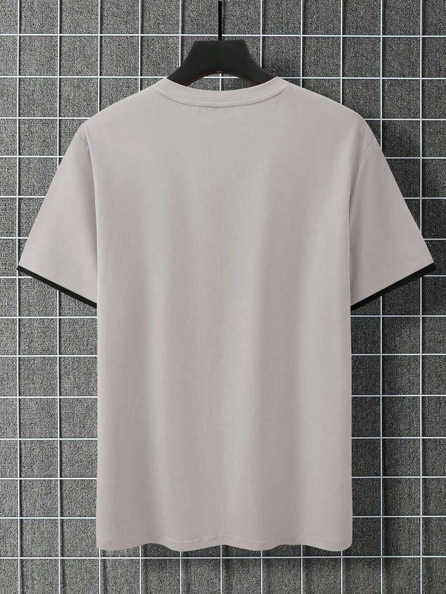 beżowy t-shirt okrągły dekolt