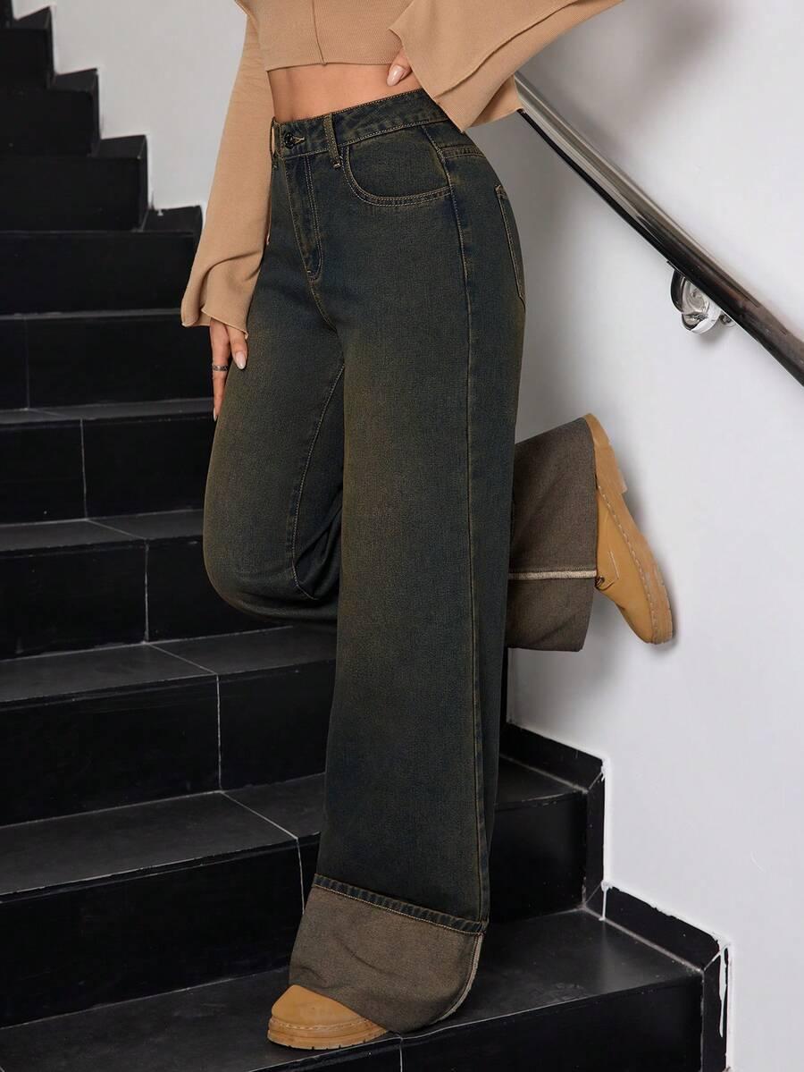 spodnie jeans wysoki stan