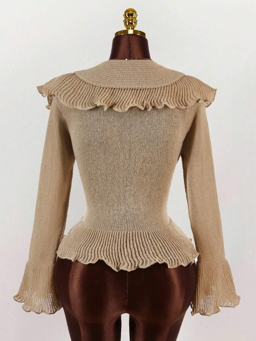 BRĄZOWY SWETER FALBANY