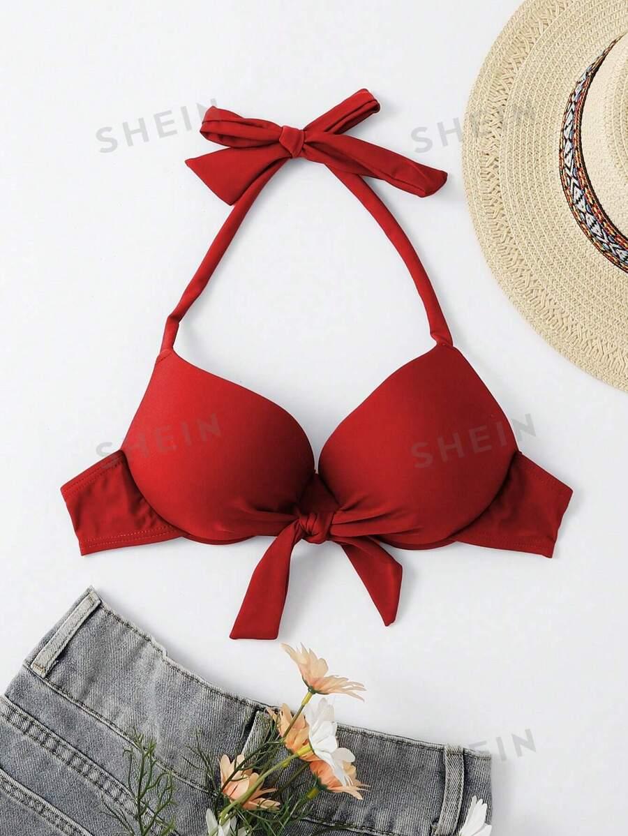 wiązana czerwona góra od bikini