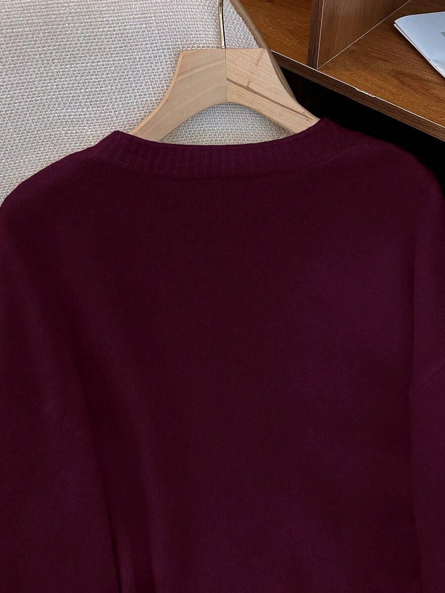 fioletowy komplet sweter spódnica z domieszką wełny