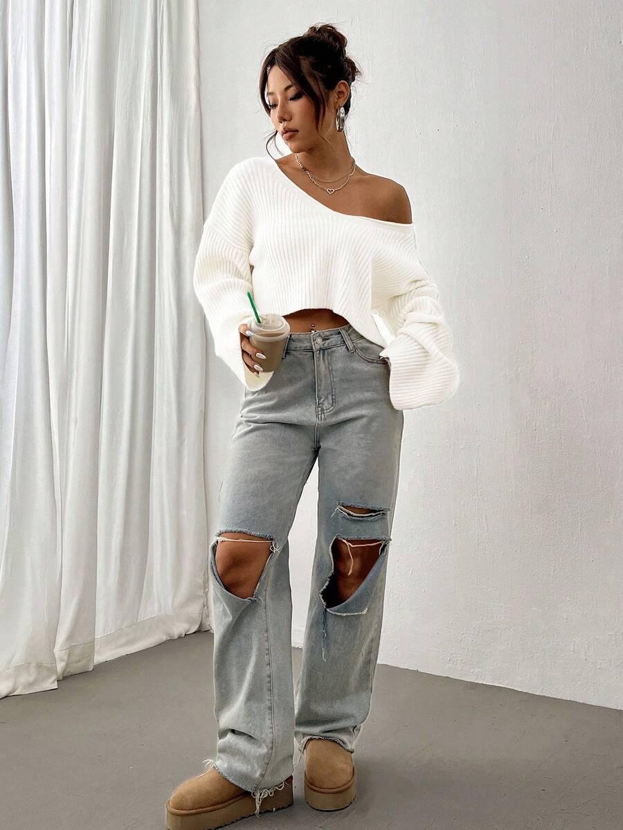 ECRU SWETER V-NECK