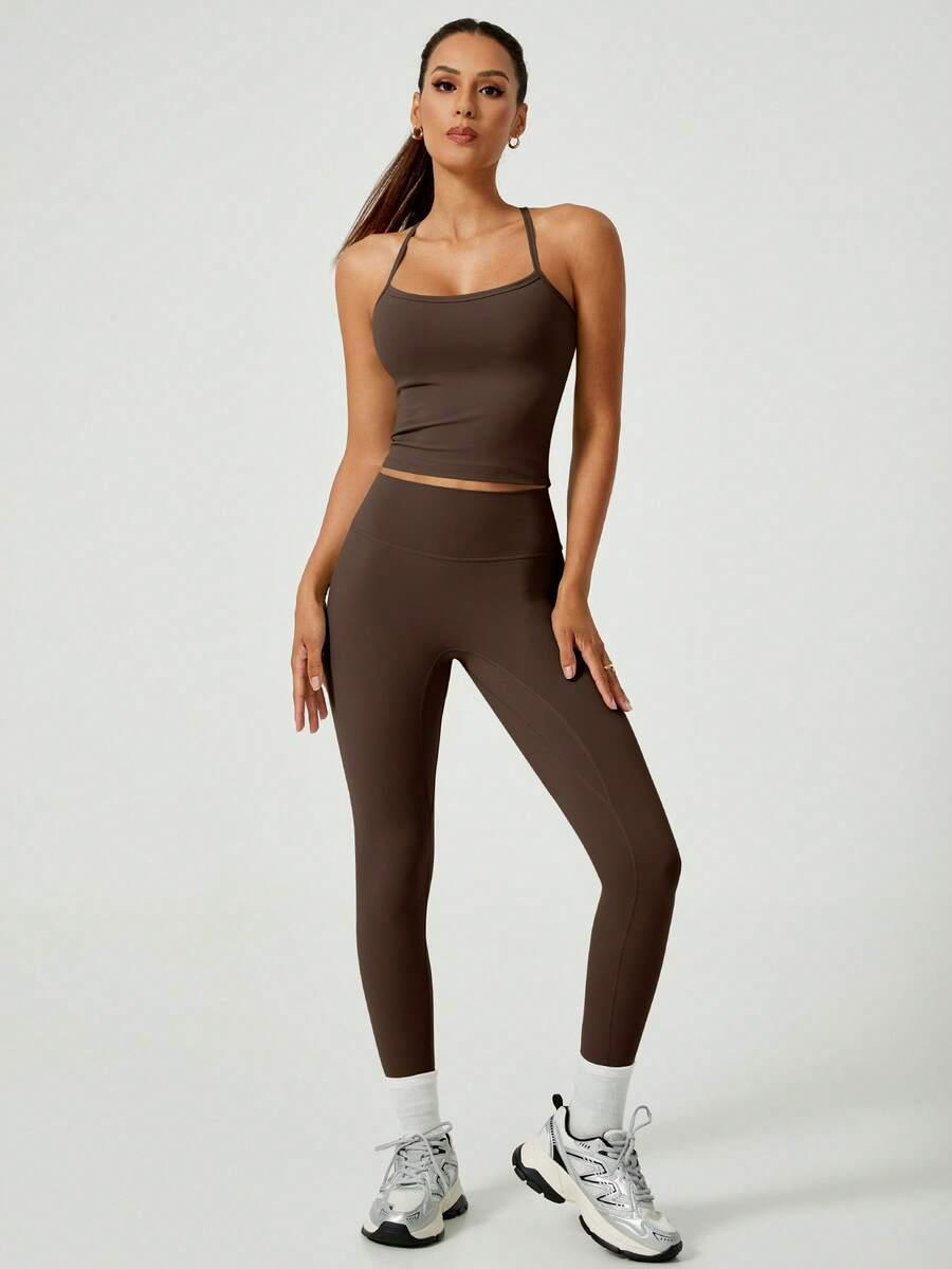 BRĄZOWY TOP LEGGINSY KOMPLET